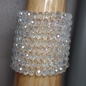 Layered Clear Glass Bead Stretch Bracelet